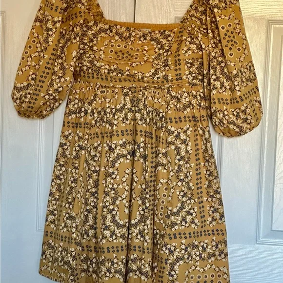 Abercrombie & Fitch Mustard Floral Long Sleeve Dress - Picture 4 of 6